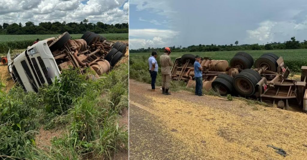 Caminh O Carregado De Soja Tomba E Mulher De Anos Acaba Morrendo