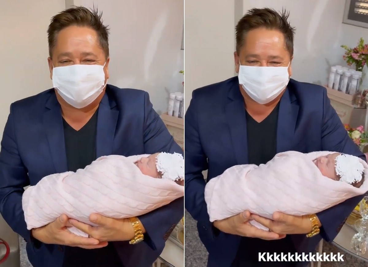 Leonardo conhece a neta Maria Alice Foto Reproduo Instagram