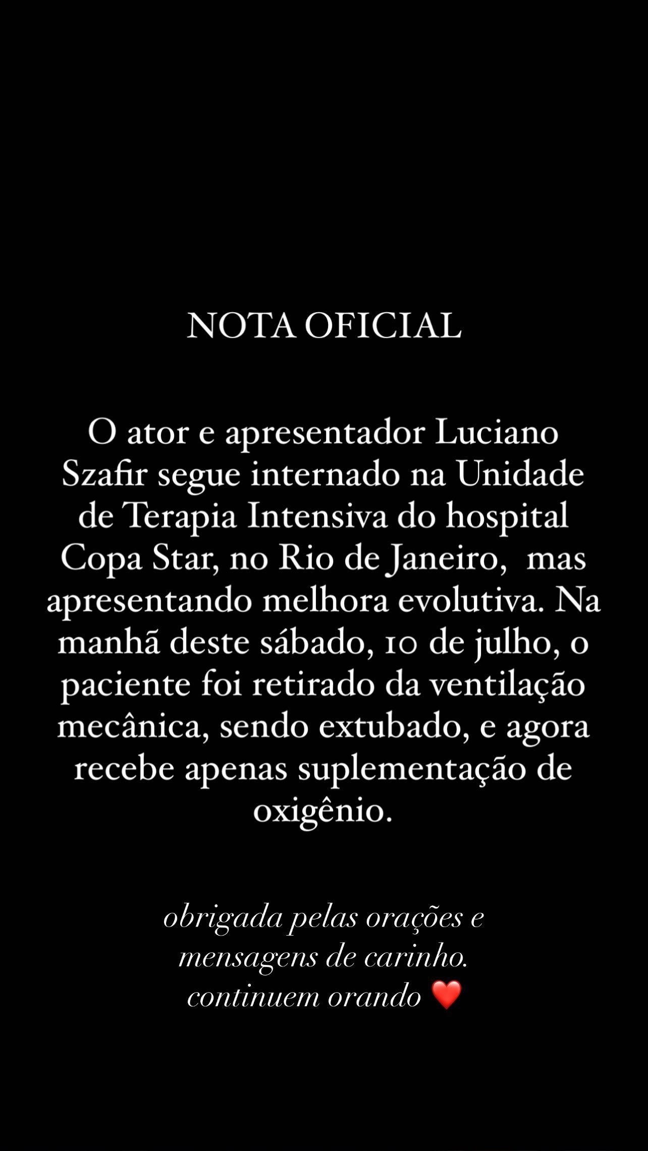 Sasha Meneghel agradece oraes e mensagens para Luciano Szafir internado com Covid-19 Foto ReproduoInstagram