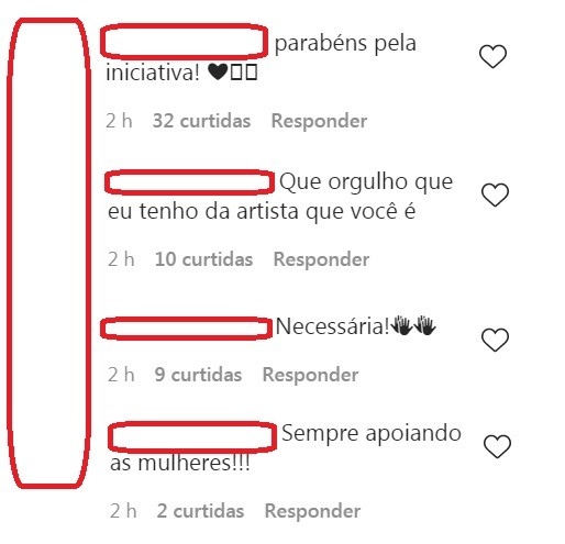 Comentrios apoiando atitude de Naiara Azevedo Foto Reproduo Instagram