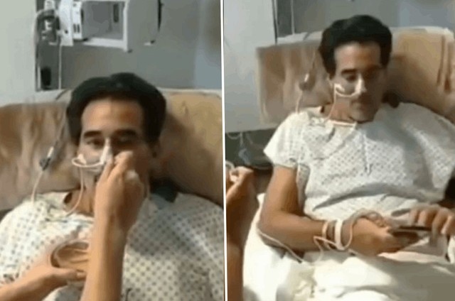 Luciano Szafir no hospital em imagens feitas por sua mulher Foto Reproduo