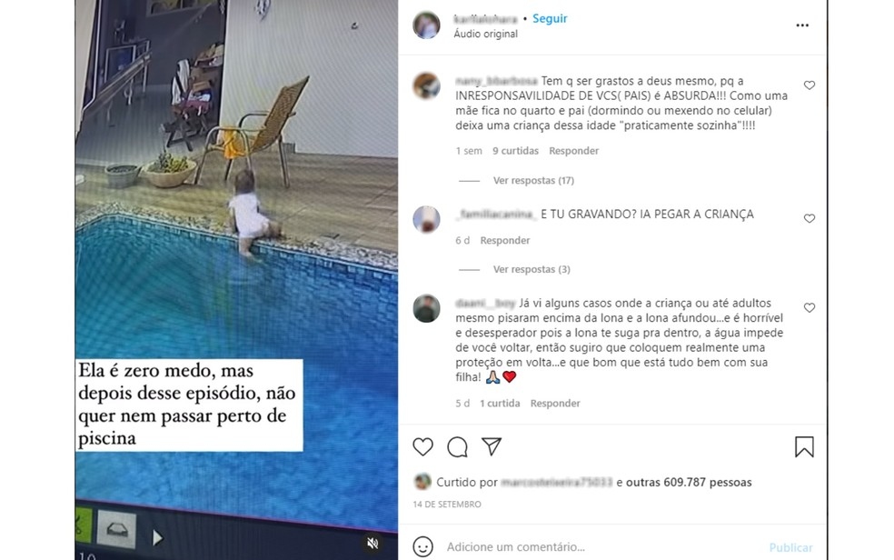Mo recebe crticas aps publicar vdeo da filha na inteno de alertar outras famlias Foto Instagramreproduo 