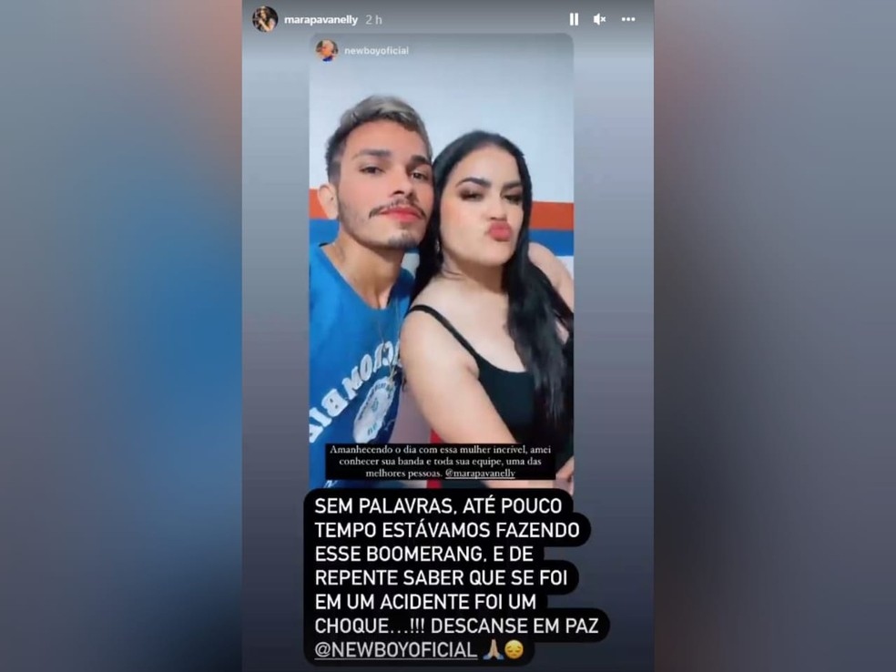 New Boy participou do show de Mara Pavanelly momentos antes de morrer no acidente Foto Reproduo Instagram