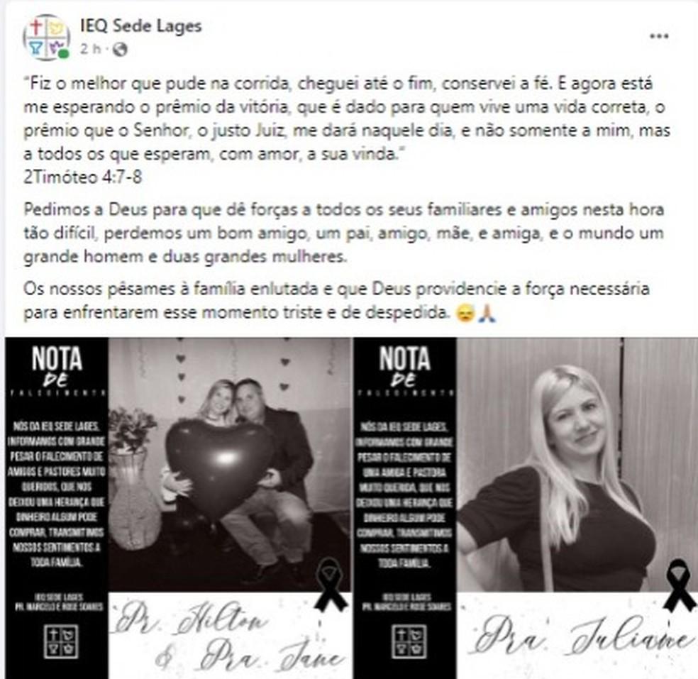 Acidente deixou trs pastores mortos em SC Foto ReproduoRedes Sociais