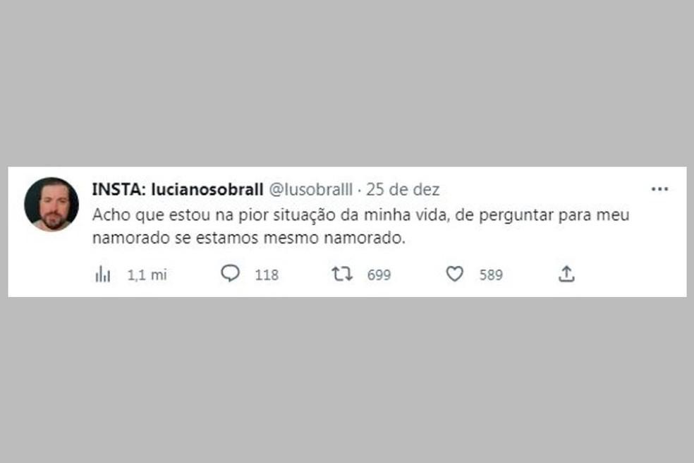 Postagem realizada por Luciano horas antes do crime em Rio Preto Foto ReproduoTwitter
