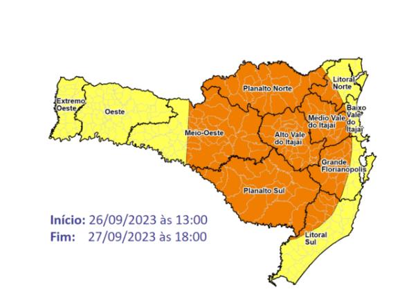 Raios granizo e vendaval saiba as regies de SC que esto com alerta para ciclone que atinge o Estado 