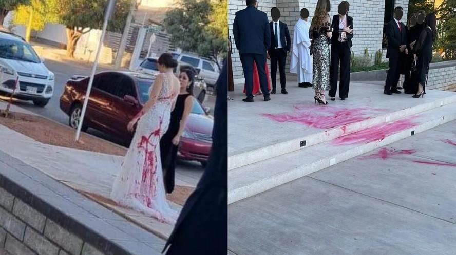 Sogra em fria mulher contrata trio para jogar tinta vermelha em noiva no dia do casamento no Mxico entenda